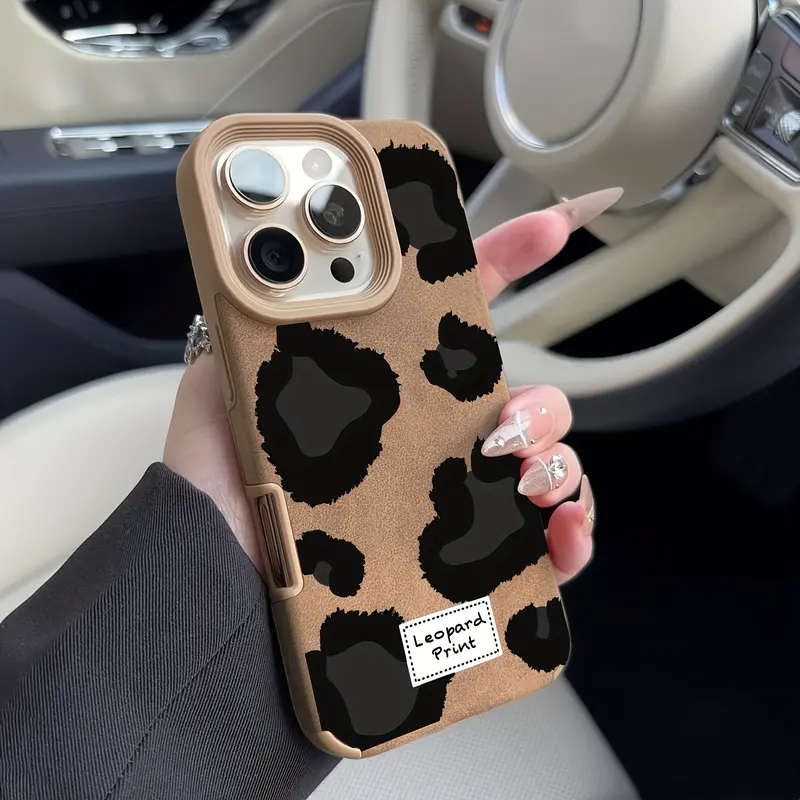 Luxury Matte Faux Sheepskin Leopard Print Phone Case, Anti-Drop Soft Tpu Cover for iPhone 11/12/13/14 Pro Max/15 Pro/16 Plus