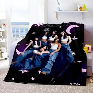 Katseye Blanket Fan Support Gift Music Lovers Kpop Aesthetic Creative Design Warm Cozy Soft Breathable Flannel Dark Grey Weighted dd214 Triangular King Size Bed Wedge Pillow Queen Faux Fur Down Comforter Set Extra Firm for Sleep Apnea bath