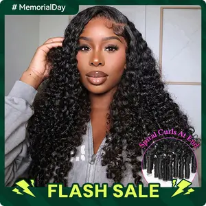 Burmese Curly 3 In 1 Half Wigs With Drawstring High Quality 250% Density Curly Hair Guleless Human Hair Wigs Easy Install Curly Half Wig For Beginners Protective Style #Summervibes