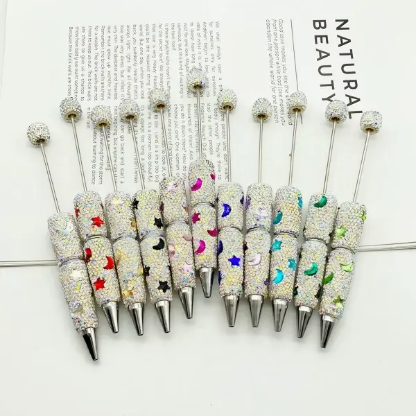 DIY Beaded Writing Pen - Electroplated Style, Adorned with Rainbow Rhinestones, Beaded Pens, Writing Pens