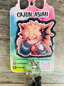 MHA Baku Inspired Anime Badge Reel/ID Clip Retractable-(Alligator, Belt, MRI Safe, Carabiner Clips) & Non-Retractable Clips