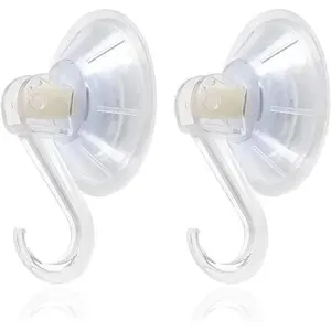 Household daily necessities 1st Choice Clear Plastic Suction Cup Hooks, 2 Pack Ultra Heavy Duty Power Lock Vacuum Traceless Smooth Waterproof Oil-Proof Wall Shower Kitchen Window Bathroom Holder