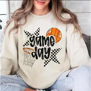 Game Day Basketball Star Go Team Unisex Crewneck Sweatshirt, Basketball Mom, Basketball Mama Shirt J Casual Cotton Fabric
