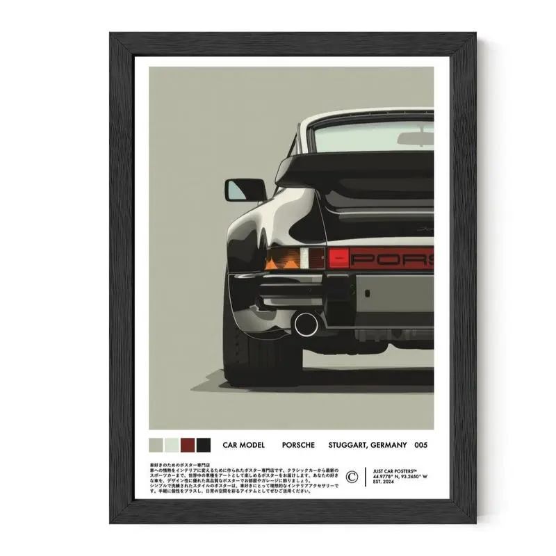 Vintage 911 German Classic Car Paper Poster - Multi-Size Unframed Graphic Print Artwork, 11x17/12x18/16x24 Home Decor Wall Accent Piece, Border, Wall Decoration