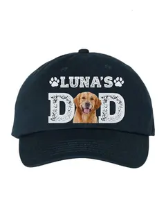 Custom Pet Photo Dad Hat VC300A – Personalized Dog or Cat Portrait Cap – Proud Dog Dad Hat – Vintage Bio-Washed Cotton
