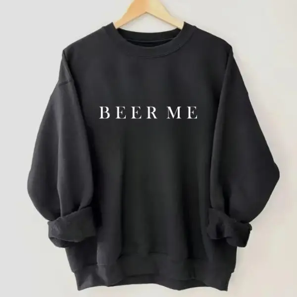 Unisex Cotton Minimalist Beer Graphic Print Sweatshirt - Casual, Everyday Day Wear, Soft Fabric, Flattering Fit for Women's & Men's Tops