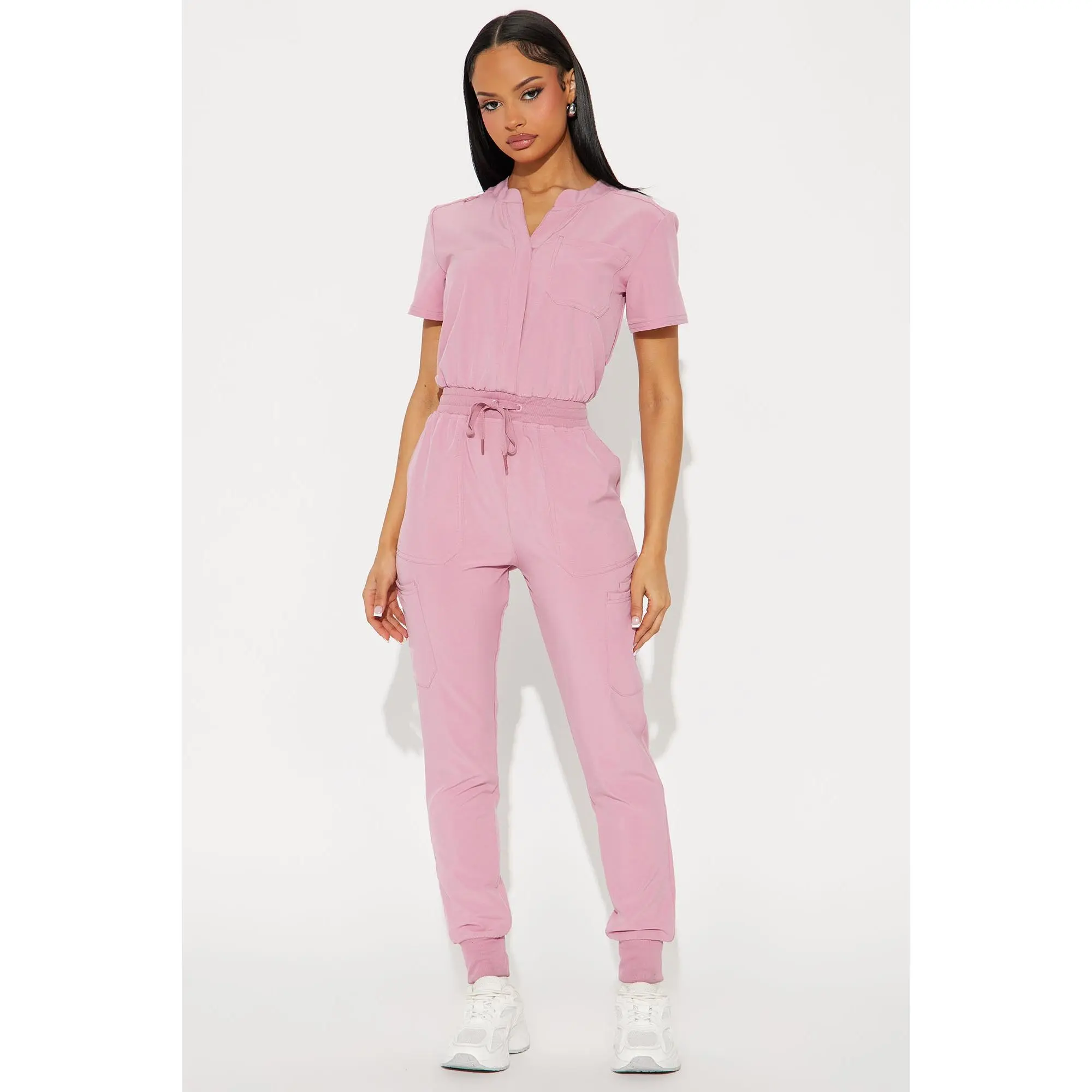 Full Shift Stretch Jogger Scrub Uniform Jumpsuit - Mauve