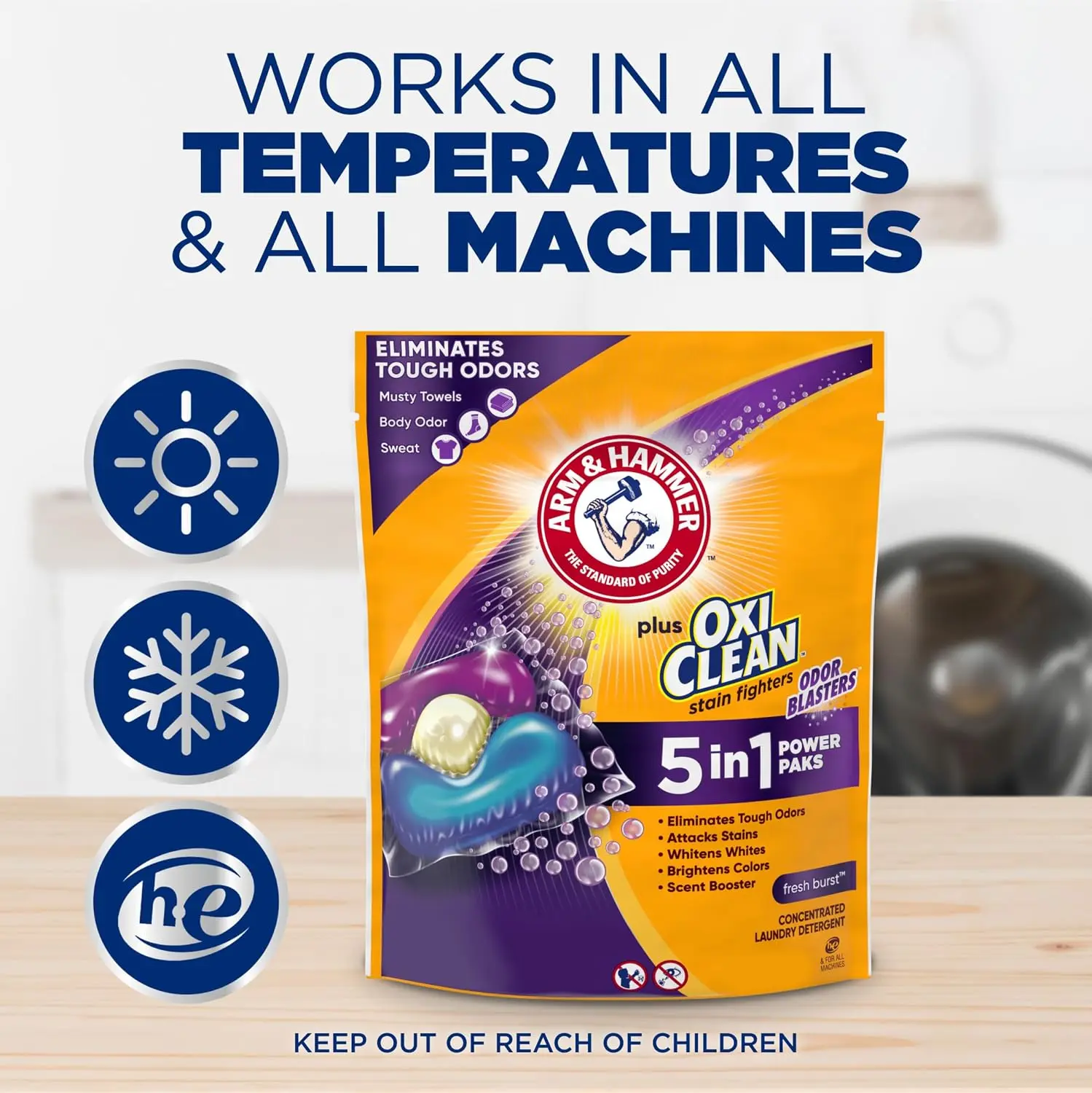 Plus OxiClean With Odor Blasters Laundry Detergent 5-IN-1 Power Paks, 42CT (Packaging may vary)