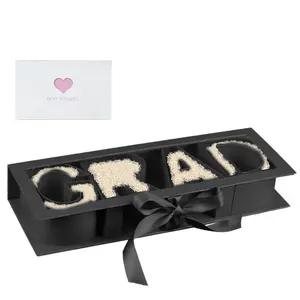 Grad Letter Shaped Fillable Cardboard Box,17.32"x6.06"x2.56" Graduation Gift Ideas Boxes for Graduates High School College Party Favors