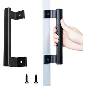 Sliding Glass Door Handle 8"  Alloy Patio Door Handle, Sliding Door Pull Fits 6-5/8 In Mounting Holes for  Old or Damaged Sliding Door Handle, Suitable for Right or Left Black
