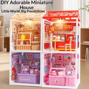Educational Plastic Mini World DIY Micro Scale Gift House Assembly Model, 3D Puzzle Toy, Fun Building Kit, Role Play Set for Kids & Adults