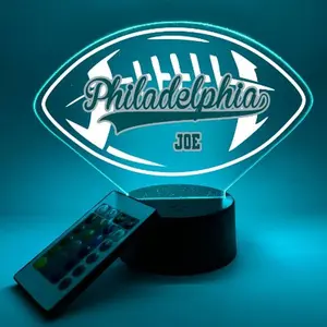 Philadelphia Football, UV Printed, Personalized, Multi-Color Light Up Acrylic Display, Desk, Den, Man cave, Room, Gift Décor, For Boyfriend, Girlfriend, Him, Her, Kid Friendly, Birthday, Anniversary, Christmas, Wedding, Favorite