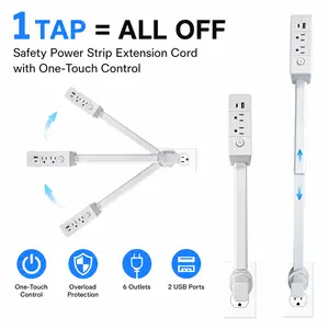 Electric Outlet Extender,Say Goodbye to Messy Cables! Adjustable Outlet Extender with USB Charging & One-Button Power Control