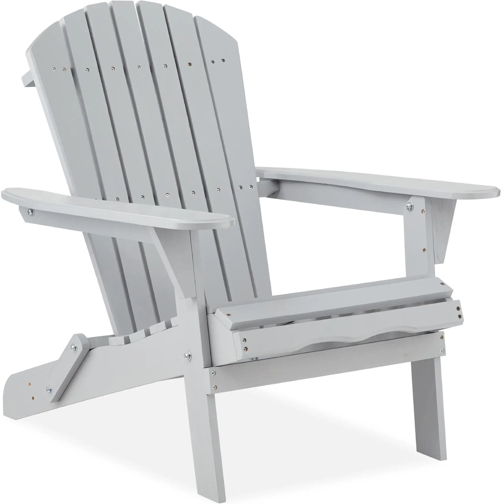 Best Choice Products Folding Adirondack Chair Outdoor, Wooden Accent Lounge Furniture w/ 350lb Capacity
