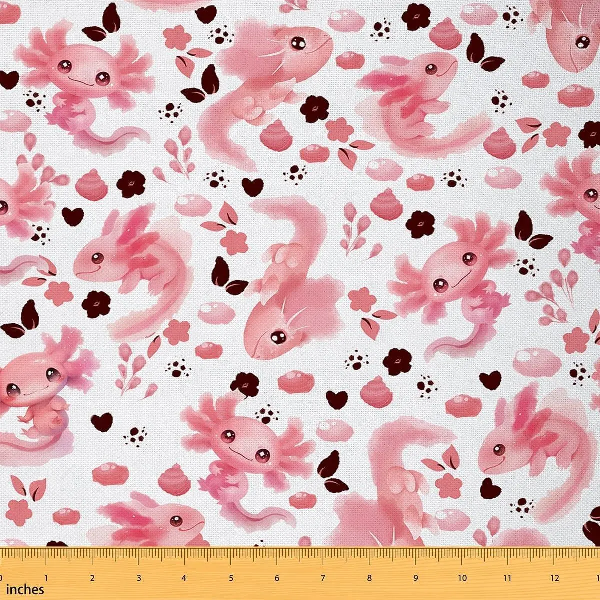 Pink otl Pattern Fabric Cartoon Style Lovely Wildlife Soft Flannel Polyester Sewing Craft Flowers Leaves Cute Animal DIY Sewing Fabric Sofa Chair,,White Pink
