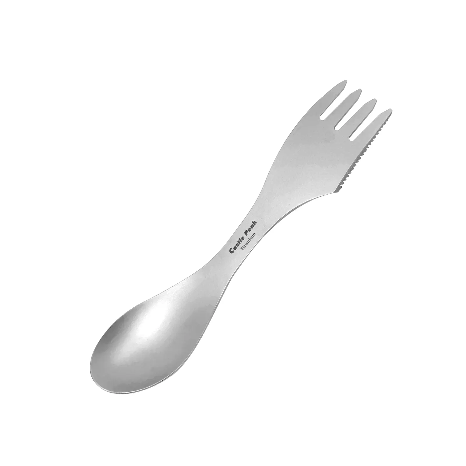 Castle Peak 3-in-1 Titanium Spork - Foldable, Ultra Lightweight, Compact, Functional for Camping & Backpacking - All-in-1 Knife, Fork & Spoon Outdoor Adventures Camp Kitchen Tool