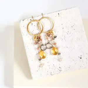 Citrine and Smoky Quartz Ammil Earring - Elegant Design with Unique Gemstone Color Combination