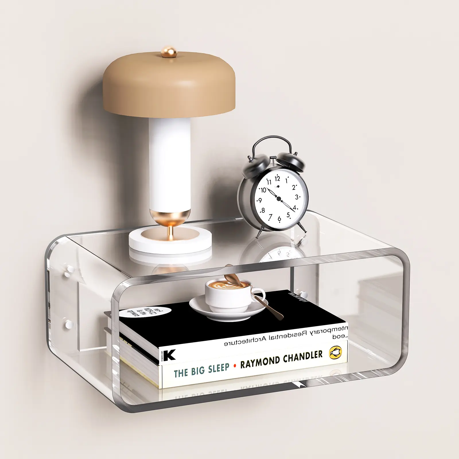 Solaround Clear Acrylic Floating Nightstand | Wall-Mounted Bedside Shelf | Space-Saving Aesthetic Bedroom Decor