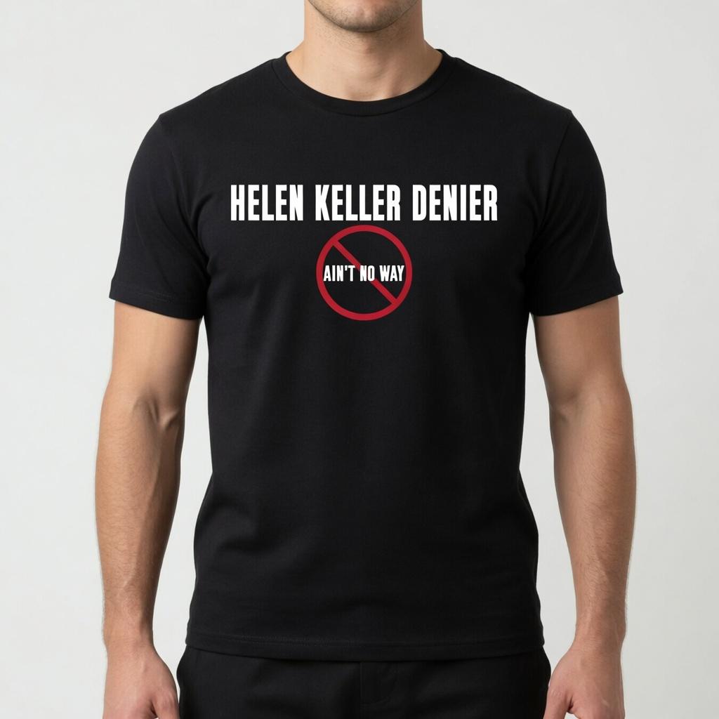 Helen Keller Denier Shirt, Funny Controversial Graphic Tee, Dark Humor Statement T-Shirt, Sarcastic Joke Shirt, Streetwear, Shortsleeve