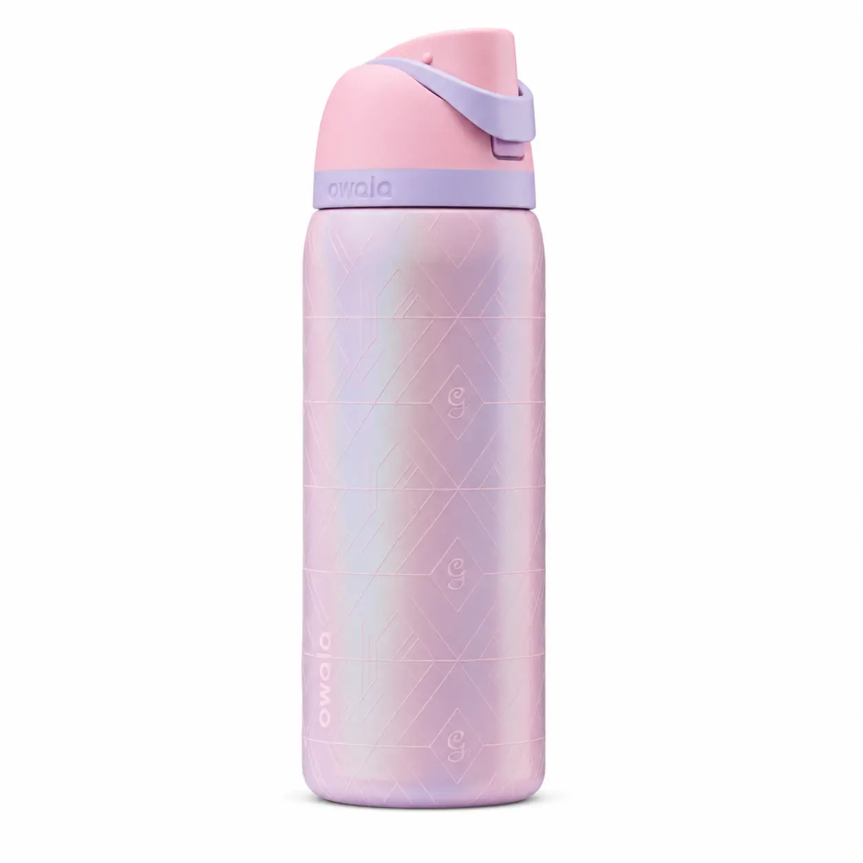 Owala FreeSip 32oz Pastel Pink Geometric Insulated Stainless Steel Water Bottle with Straw, Cute Lavender Leak Resistant Reusable Bottle with Lid for School Gym Work Travel and Daily Hydration