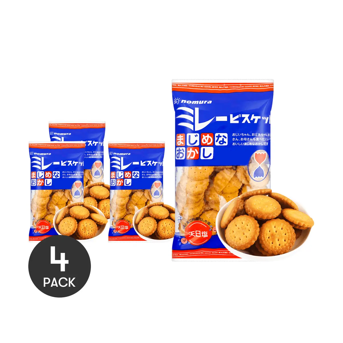 4Packs NOMURA Japanese Sun-Dried Salted Pea Crackers - Viral Snack | 120g Each | Perfect for Movie Nights
