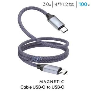 LensGuard USB C to USB C Cable, 4FT 100W Nano Magnetic USB C to USB C Cable，Magnetic Type C Charger Fast Charging Cord, Charging Cord，On The Go Magnetic Charging Cable for Car Device Smartphone