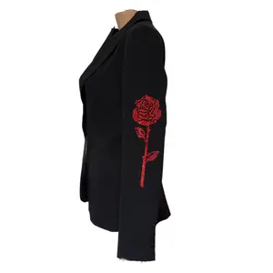 Rose Sleeve Black Blazer
