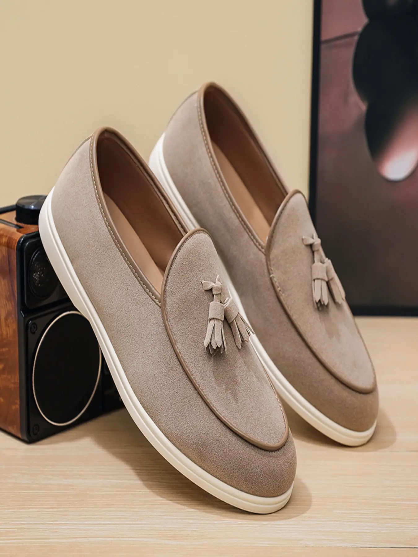 Men's Dressy Casual Tassel Loafers | Soft Suede Flat Slip-On Walking Shoes for Work & Events Casual Fashion Shoes