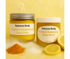 Kojic Acid & Turmeric Foaming Facial Pads Exfoliating Turmeric Sugar Scrub Cleansing Brightening Bundle For Dark Spots & Hyperpigmentation