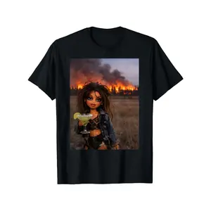 Bratz "Margarita in the Fire" Apocalypse Graphic Tee Unisex Edgy Y2K Streetwear Cotton Sport T-Shirt Ultra-Soft Premium Cotton Flattering Oversized Fit