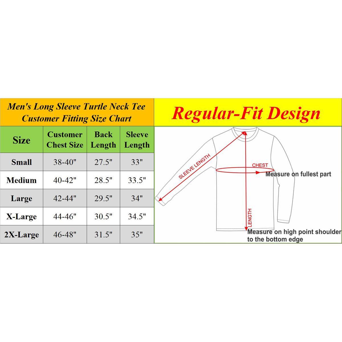 3-Pack Men's Long Sleeve Turtle Neck T-Shirt (Sizes, S to 2XL)