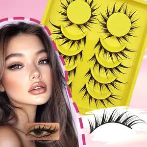 6 Pairs Wet Fox & Cat Eye Shape False Eyelashes, Pointed Anime Cosplay Lashes, 3D Faux Mink Lashes, Eyelashes Extensions, Natural Dramatic Stage & Daily Makeup Wet Lash Extension, Thick & Curled Effect