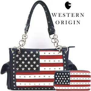 American Flag Western Shoulder Bag & Wallet Set