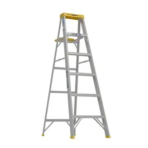 Aluminum Collapsible Step Ladder - 6 ft., 10 ft. Reach Height, 250 lb. Load Capacity (Type I), Portable Extendable Folding Heavy Duty Step Stepladders, Aluminum Collapsible Ladder, Portable Extendable Stepladders