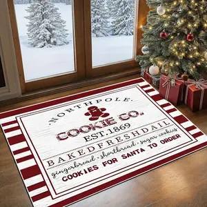 1 Piece Christmas Doorway Rug with Gingerbread Man Elements with Festive Designs, Non-Slip Rugs for Living Room, Kitchen, and Outdoor Entryways, Indoor Decor, Festive Themes, Home Decor, Christmas Embellishments