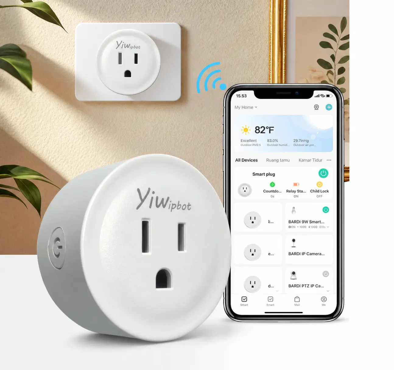 Smart Plug WiFi Outlet, US Standard Mini Smart Socket with Remote App Control, Voice Control Compatible with Alexa Google Home, Timer Plug for Home Automation, Wireless Electrical Outlet for Lights and Appliances