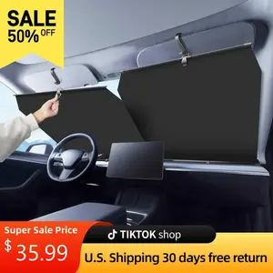 Car Windshield Sun Shade with Size-Adjustable - Retractable Large Auto Visors Sunshade Fits Windshields of Various Models with Suction Cups, Block UV Rays & Sun Heat Insulation, Christmas Gift in Winter