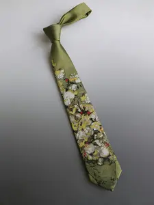 Van Gogh Roses Luxury Chic 2400 Needle Jacquard Tie, Sage Green Artistic Floral Pattern, Floral Print, Designer Tie with Gift Box, Perfect for Wedding& Casual Wear, Unisex Tie