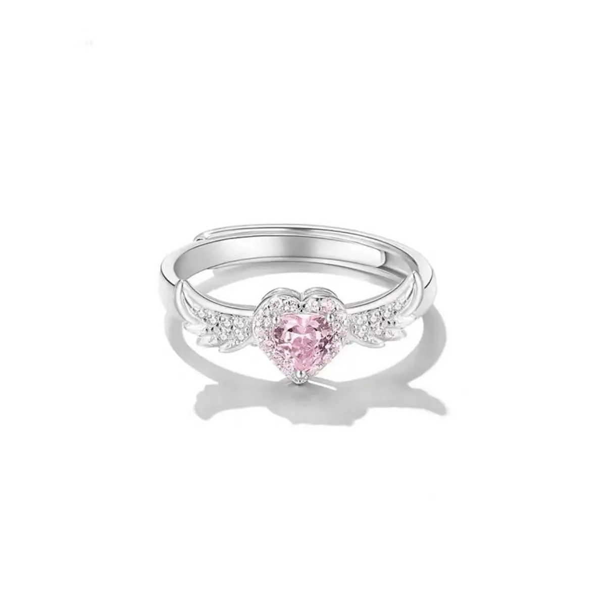 Beautiful Pink Angel Wings Rings  Adjustable Opening Size For Women Teenage Ring Birthday Gift Christmas Gifts.