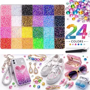 VIBRANT GEMS 30000Pcs SS12 3mm Resin Rhinestones with Tweezers for Crafting Mixed-Color Bedazzling Crystal Jewelry DIY Crafts Clothing Tumblers Shoes Fabric Nail Art
