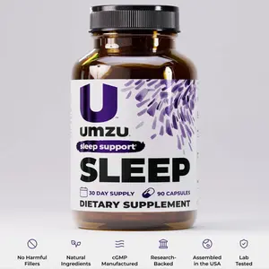 UMZU Sleep – Natural, Melatonin-Free Sleep Support with GABA, Magnesium Glycinate, Valerian Root & L-Theanine, Non-Habit Forming 90 Capsules