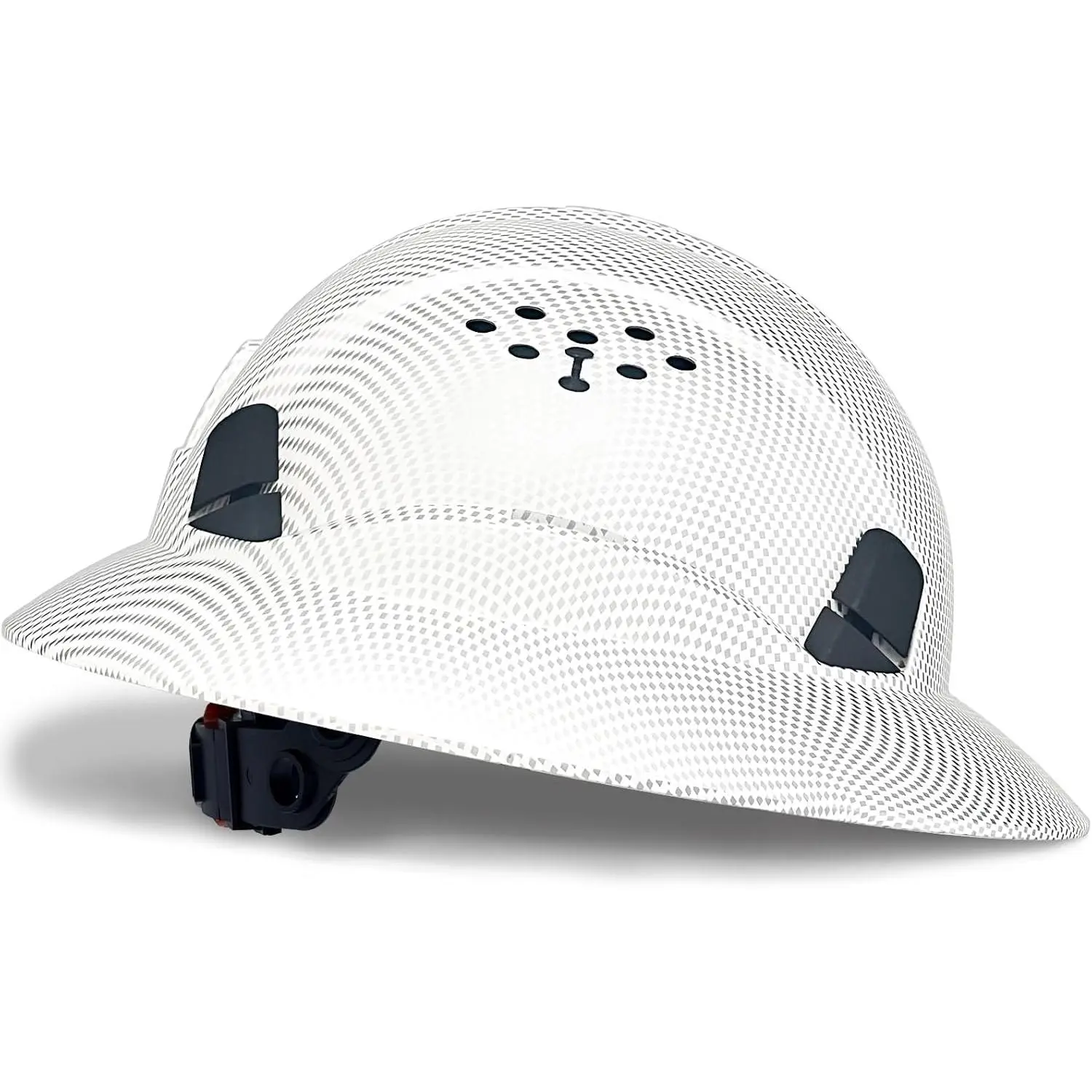 Vented Full Brim Hard Hat for Adults, Carbon Fiber Pattern Lightweight ABS Shell, 6-Point Adjustable Suspension with Removable Brim+Sunshade, All Seasons Ventilation for Outdoor Work & Sports, 6-Point Inner Padding, Adjustable Cap Sports & Outdoor Hats, S
