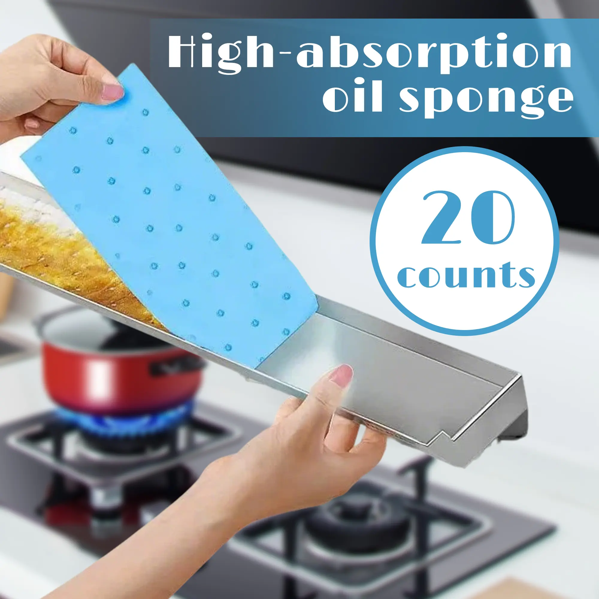 20 Counts Kitchen Range Hood Filter Paper, High-Absorption Grease Cotton Pads for Range Hoods & Ventilation Systems