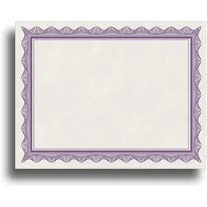 Parchment Certificate Paper for Awards Works with Inkjet/Laser Printers Measures 8 1/2" x 11" Purple Border 25 Sheet Pack