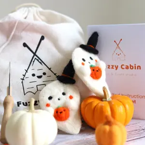 Felted Spooky Magnet DIY Kit- Beginer Kit - Halloween DIY KIT- Needle felting KIT