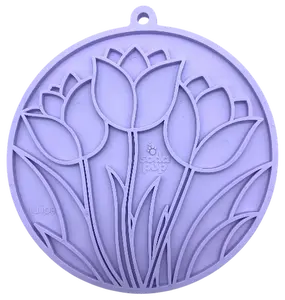 Tulip Design eMat Enrichment Lick Mat With Suction Cups for Dogs and Cats - Easy Feeding Activity, Calming and Stimulating, FDA Compliant, Made in USA