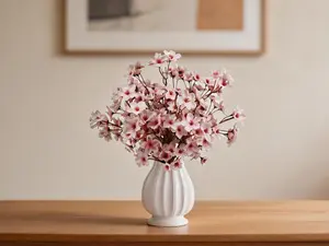 6-piece artificial cherry blossom branches, pink silk flower stems. Perfect for wedding, home and spring table decorative arrangements.