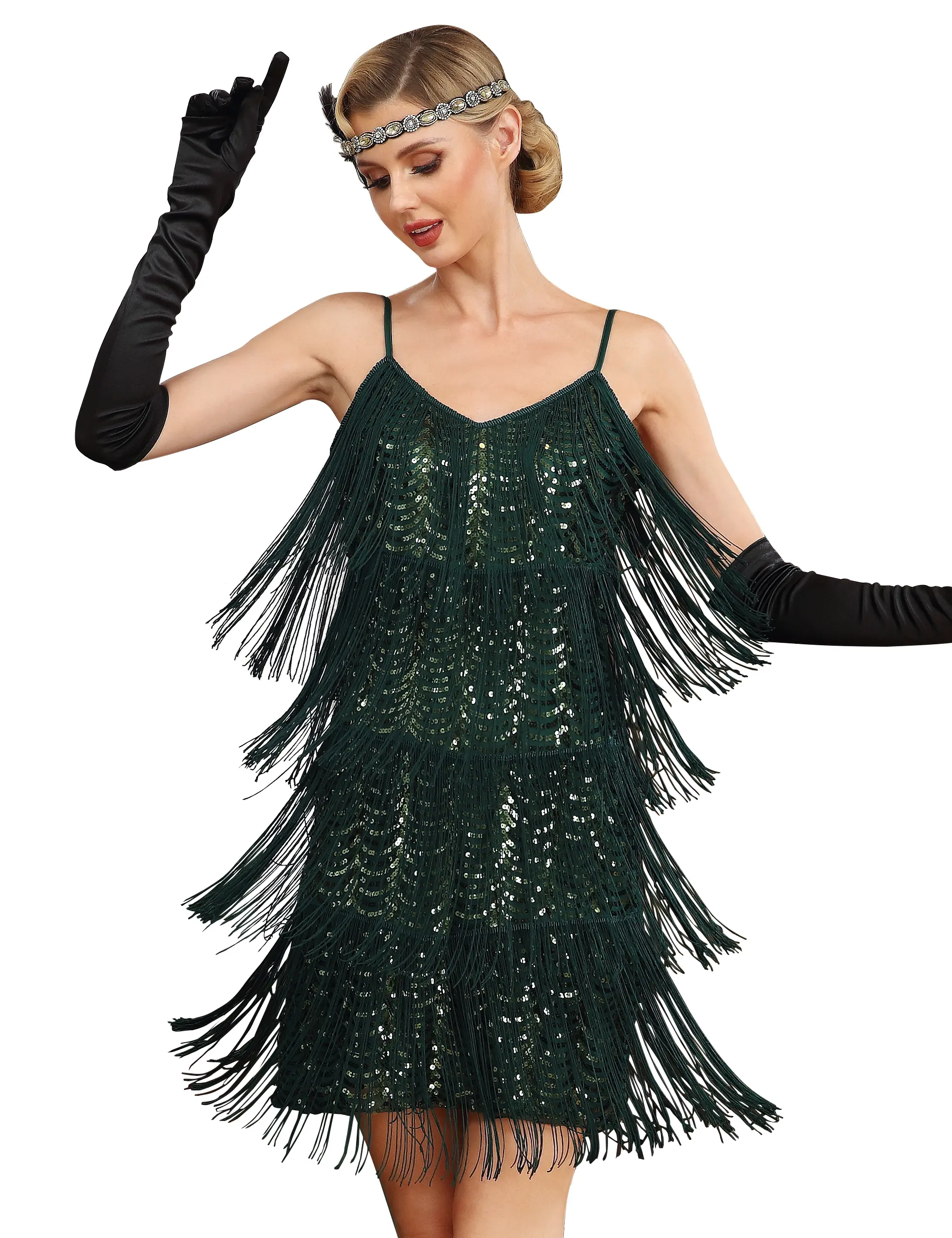 prettyguide sequin dress Prettyguide Women's 1920s Black Sequin Gatsby Maxi Dress