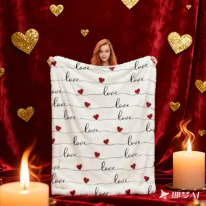 Valentine's Day Throw Blanket Ultra Soft Fleece Blanket for Bed and Couch Cozy Holiday Theme Throw Warm Winter Valentines Decoration, 50 x 60 Inches