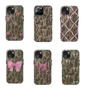Bottomland Camo Pink Bow Phone Case Tough Glossy Protective Gift For iPhone 11-17 Pro Max/Plus & Samsung Galaxy S23-S25